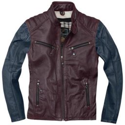 Black-Cafe London Firenze Veste en cuir de moto, rouge-bleu, taille 56
