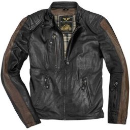 Black-Cafe London Vintage Veste en cuir de moto, noir-brun, taille 54