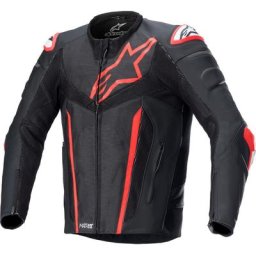 Alpinestars Fusion Veste en cuir de moto, noir-rouge, taille 56