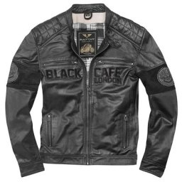 Black-Cafe London New York Veste en cuir de moto, noir, taille 52