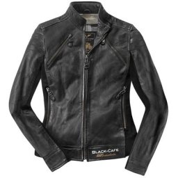 Black-Cafe London Semnan Veste en cuir de moto de dames, noir, taille M pour Femmes