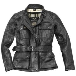 Black-Cafe London Madrid Veste en cuir de moto dames, noir, taille M pour Femmes
