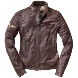 Black-Cafe London Ilam Veste en cuir de moto de dames, brun, taille M pour Femmes