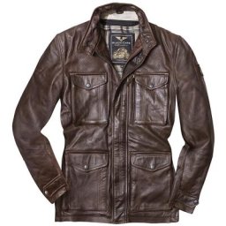 Black-Cafe London Classic Veste en cuir de moto, brun, taille 54