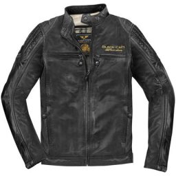 Black-Cafe London Miami Veste en cuir de moto, noir, taille 58