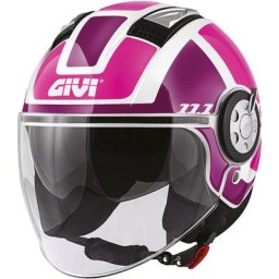 GIVI 11.1 Air Jet-R Class Casque jet pour dames, blanc-rose, taille S pour Femmes