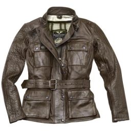 Black-Cafe London Madrid Veste en cuir de moto dames, brun, taille S pour Femmes