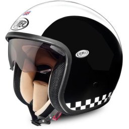Premier Vintage Retro Casque jet, noir-blanc, taille S