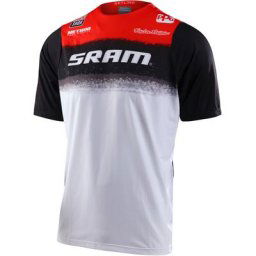 Troy Lee Designs Skyline Air SRAM Roost Maillot vélo à manches courtes, noir-blanc-rouge, taille L