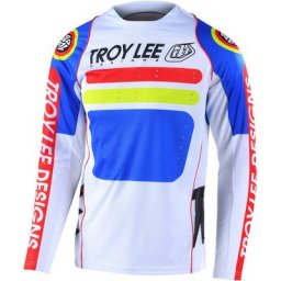 Troy Lee Designs Sprint Drop In Maillot vélo jeunesse, blanc-rouge-bleu, taille XL