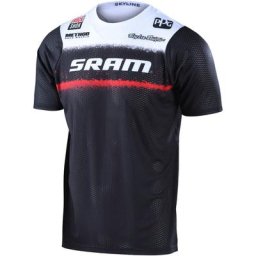 Troy Lee Designs Skyline Air SRAM Roost Maillot vélo à manches courtes, noir-blanc-rouge, taille S