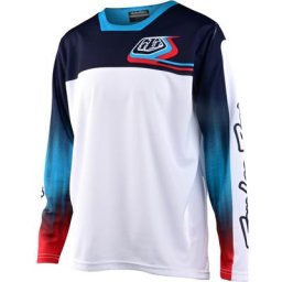 Troy Lee Designs Sprint Jet Fuel Maillot vélo jeunesse, blanc-rouge-bleu, taille L