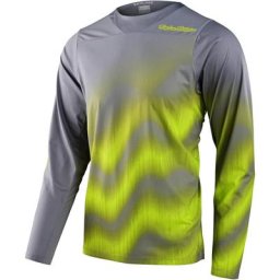 Troy Lee Designs Skyline Chill Waves Maillot de vélo à manches longues, gris-jaune, taille XL
