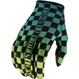 Troy Lee Designs Flowline Checkers Gants de vélo, noir-vert-jaune, taille L