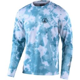 Troy Lee Designs Flowline Plot Maillot de vélo à manches longues, blanc-bleu, taille S
