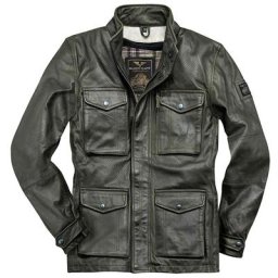 Black-Cafe London Manhattan Veste en cuir, vert, taille 52