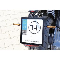 Plaque de montage de plaque d’immatriculation HIGHSIDER CNC avec support Uni type 1, noir anodisé