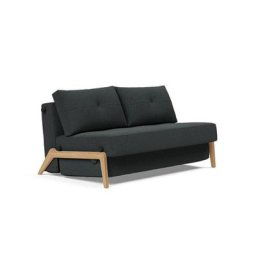 INNOVATION LIVING Canapé design CUBED WOOD 02 convertible lit 200*160 cm tissu Bouclé Black Raven
