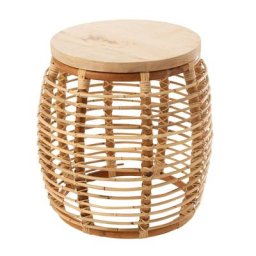 Table gigogne ronde NEA en rotin naturel