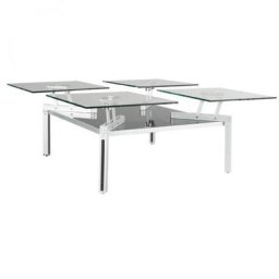 Table basse QUATUOR verre trempé 12 mm sous plateau plexiglass noir