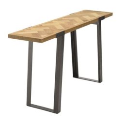 Console LARC plateau chevrons bois de sapin, pieds métal