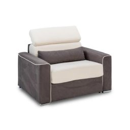 Fauteuil convertible EXPRESS CANBERRA 70cm matelas 16cm bicolore microfibre ivoire et gris anthracite