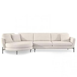 Canapé Hudson 3 places maxi terminal arrondi gauche blanc cassé piètement acier noir