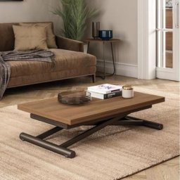 Ozzio FAST Table Basse relevable en Bois de Chêne et piètement en métal Bronze