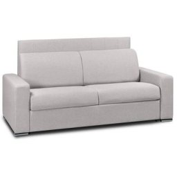 Canapé lit 2- CanapExpress lattes 120cm matelas mémory 22cm tête de lit intégrée velours taupe