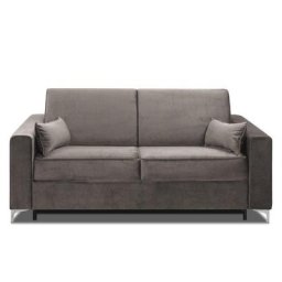Canapé convertible express JACKSON 120cm sommier lattes cuir vachette taupe matelas 16 cm