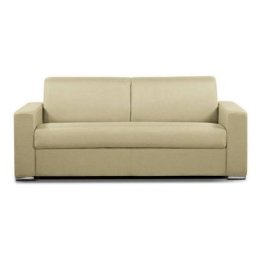 Canapé convertible 3 places SELECT matelas 16cm sommier lattes 140cm cuir vachette beige