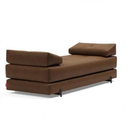 Méridienne design SIGMUND INDU Leather Look, Brown Vintage convertible lit 160*200 cm pieds Acier noir