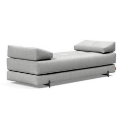 Méridienne design SIGMUND INDU Micro Check, Grey convertible lit 160*200 cm pieds Acier noir