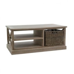 Table basse SAKOA 1 panier Rotin / Bois naturel