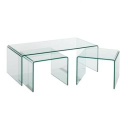 Set de 3 tables gigognes MAINTY en verre transparent