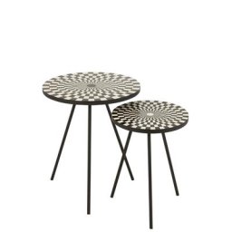 Set de 2 tables gigognes ronde Retro Noir / Blanc