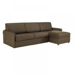 Canapé d'angle SUN convertible EXPRESS 160cm polyuréthane taupe matelas épaisseur 16cm