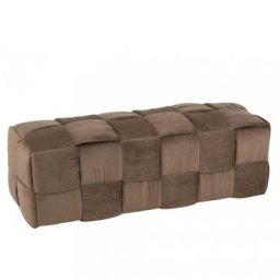 Pouf CORIE Réctangle 3 places Textile/Bois Marron