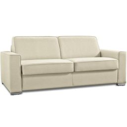 Canapé convertible 3-4 places EXCELLENCE 160 cm matelas MEMORY 18 cm inclus cuir vachette beige