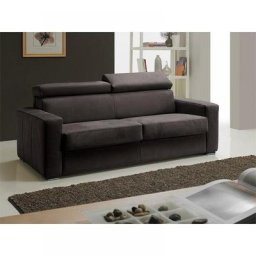 Canapé EXPRESS MELBOURNE couchage 120 cm matelas 18 cm nubucuir chocolat