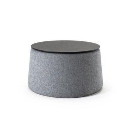 INNOVATION LIVING table basse design STONE 70*43cm tissu Twist_Granite plateau bois noir