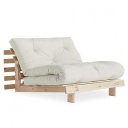 Fauteuil convertible futon ROOTS pin naturel coloris naturel couchage 90 x 200 cm.