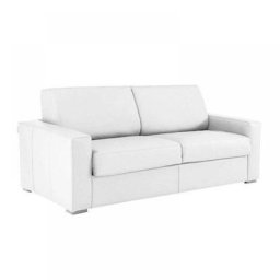 Canapé convertible EXPRESS 140cm DREAMER CUIR VACHETTE blanc cassé,. matelas 16 cm