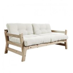 Banquette convertible futon STEP pin massif coloris naturel couchage 70*200 cm.