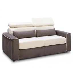 Canapé convertible EXPRESS CANBERRA 140cm matelas 16cm bicolore microfibre ivoire et gris anthracite