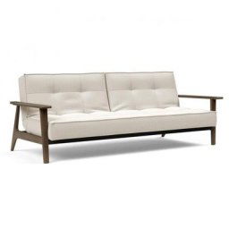 INNOVATION LIVING Canapé lit design SPLITBACK FREJ convertible 115*210 cm chêne fumé tissu Bouclé Off White