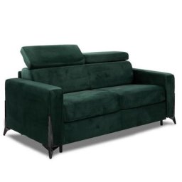 Canapé express BOULOGNE convertible 120 cm têtières réglables matelas 16cm pieds métal noir