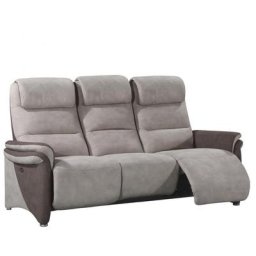 Canapé relax 3 places électrique ZILIA microfibre mastic / brun taupé