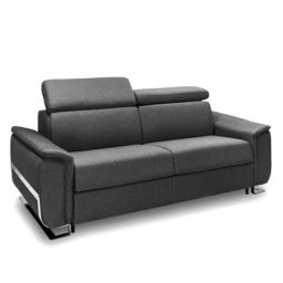 Canapé convertible express REAUMUR 140cm matelas 16cm pieds luge cuir vachette gris graphite