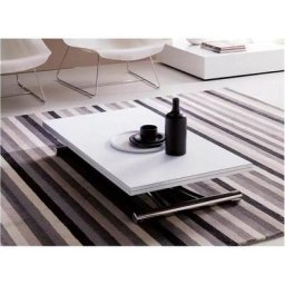 Table basse transformable MONDIAL blanc spatule, pieds chromé